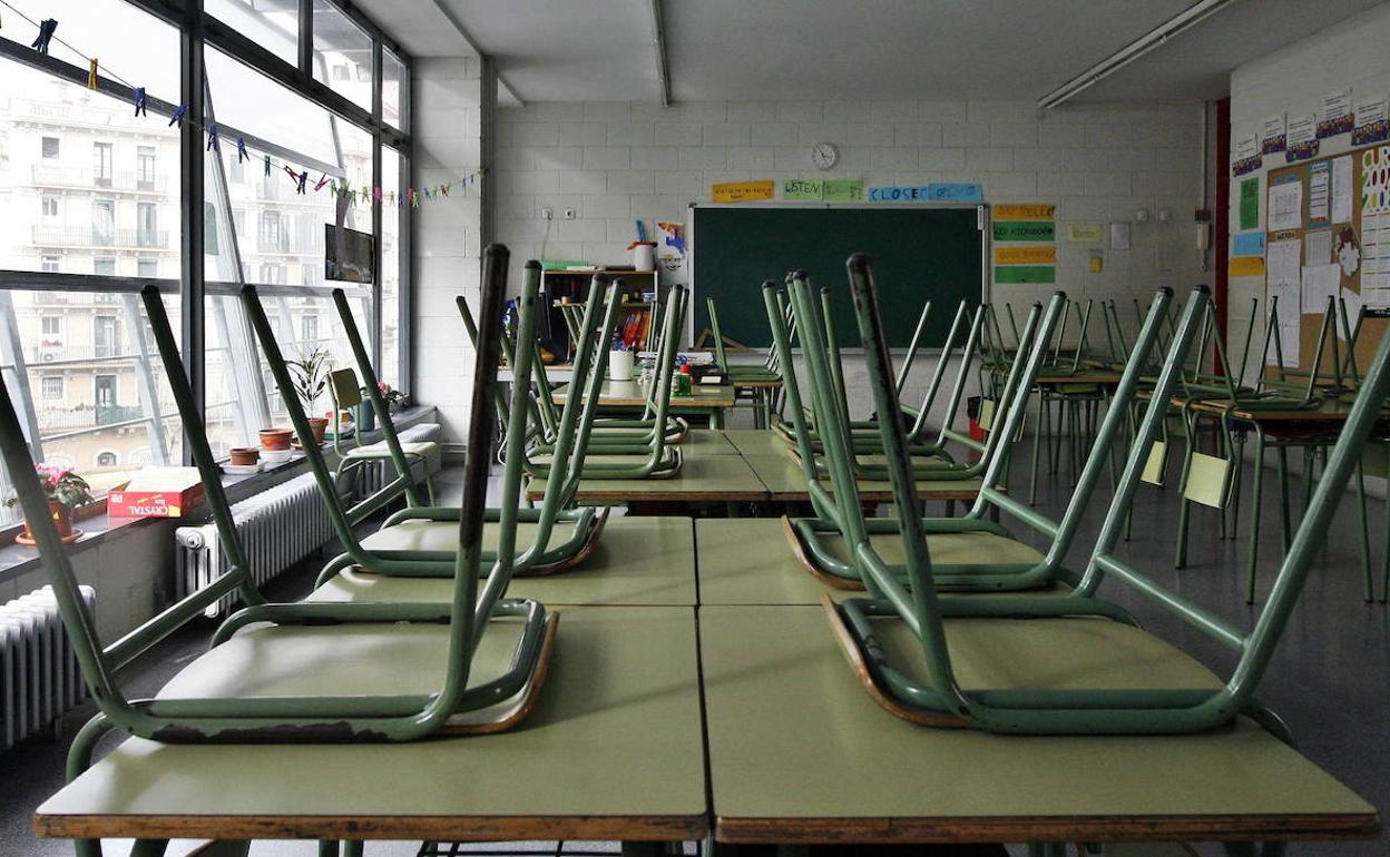 Aula vacía, en una imagen de archivo.