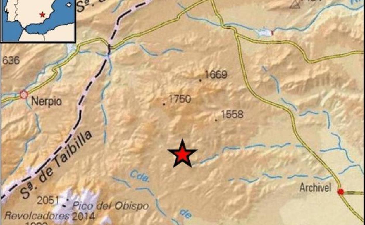 Epicentro del terremoto registrado en Moratalla. 