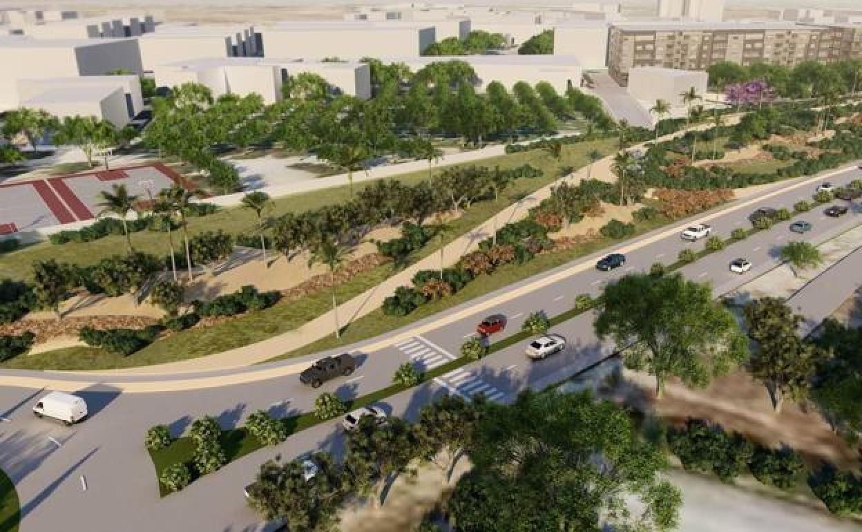 Recreación de la integración del ferrocarril en la ciudad de Lorca, y su efecto urbanístico.