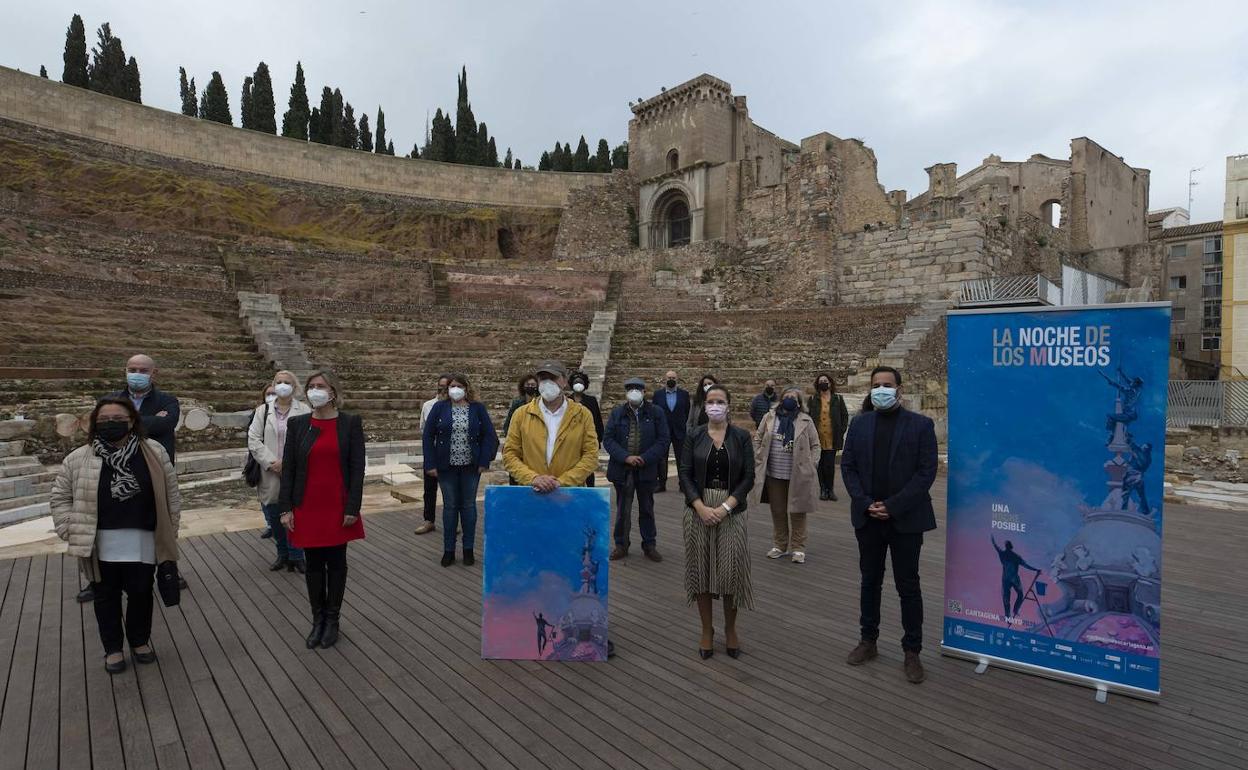Prsentación de la Noche de los Museos en el Teatro Romano de Cartagena, este lunes.