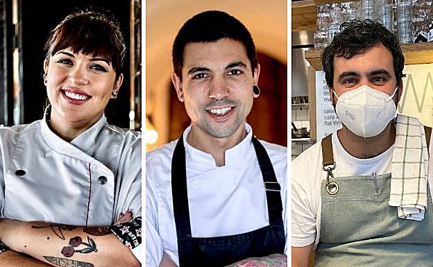 Lara Roguez (Kraken), Julen Baz (Restaurante Garena) y Carles Pérez de Rozas (Berbena)