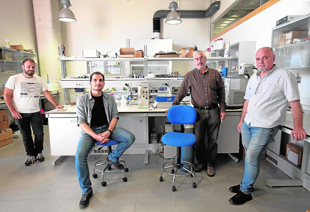 Javier Torres, Sebastián Lorca, Florencio Santos y Antonio Fernández, en la Universidad Politécnica de Cartagena. 
