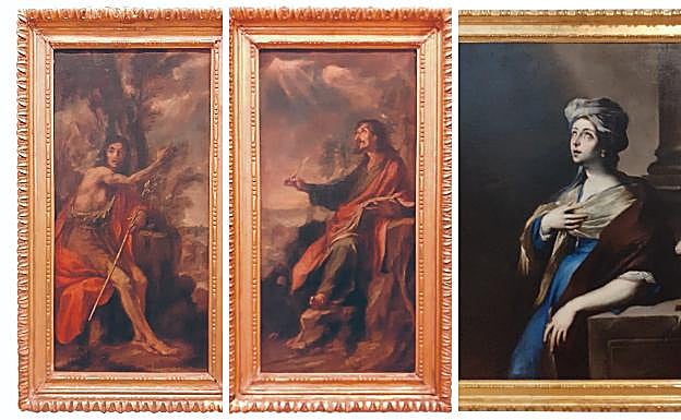 'San Juan en Patmos' (1658), obra de Juan Valdés Leal. | 'San Juan Bautista' (1658), obra de Juan Valdés Leal. 'Santa Inés' (primera mitad del siglo XVII), seguidor de Guido Reni (1575-1642).