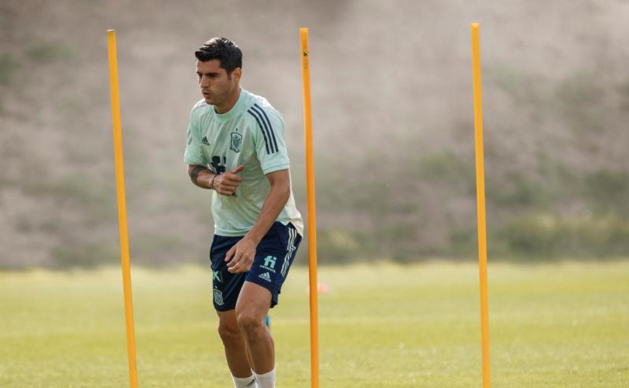 Álvaro Morata, durante un entrenamiento. 