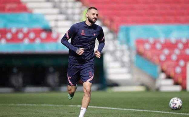 Marcelo Brozovic, en el entrenamiento en el Parken Stadium