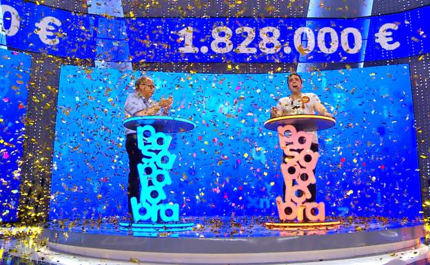 Pablo Díaz en el momento de proclamarse ganador en 'Pasapalabra' 