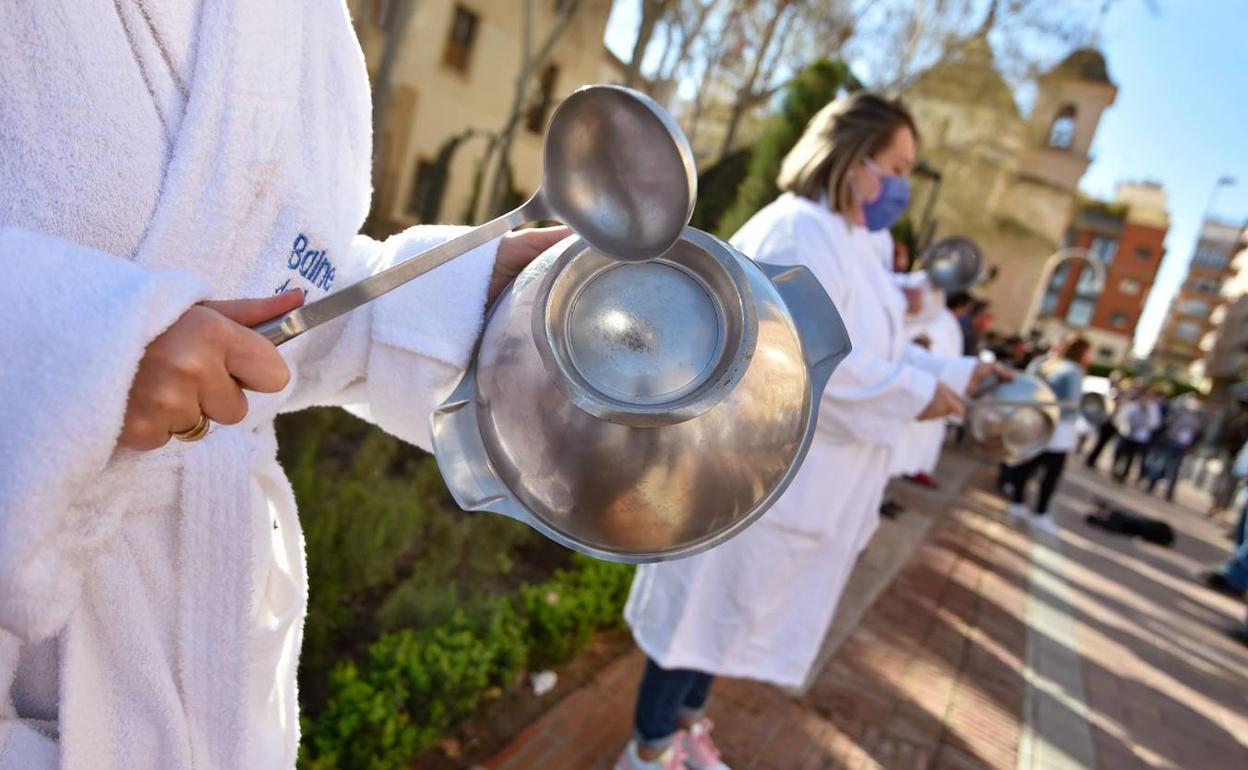 Imagen de archivo de una protesta de hosteleros de Archena. 