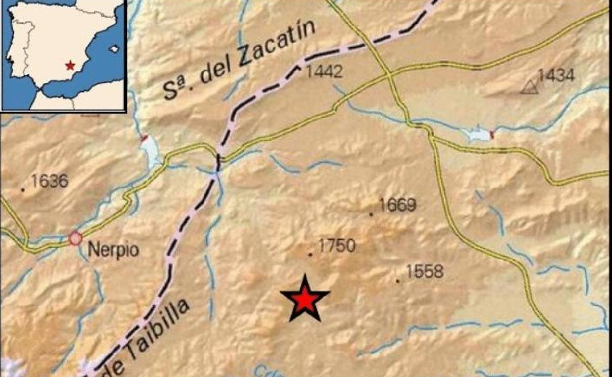 Epicentro del terremoto registrado en Moratalla.