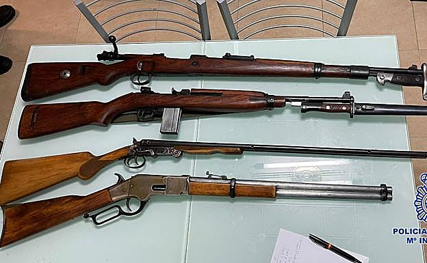 Armas incautadas por la Policía Nacional.