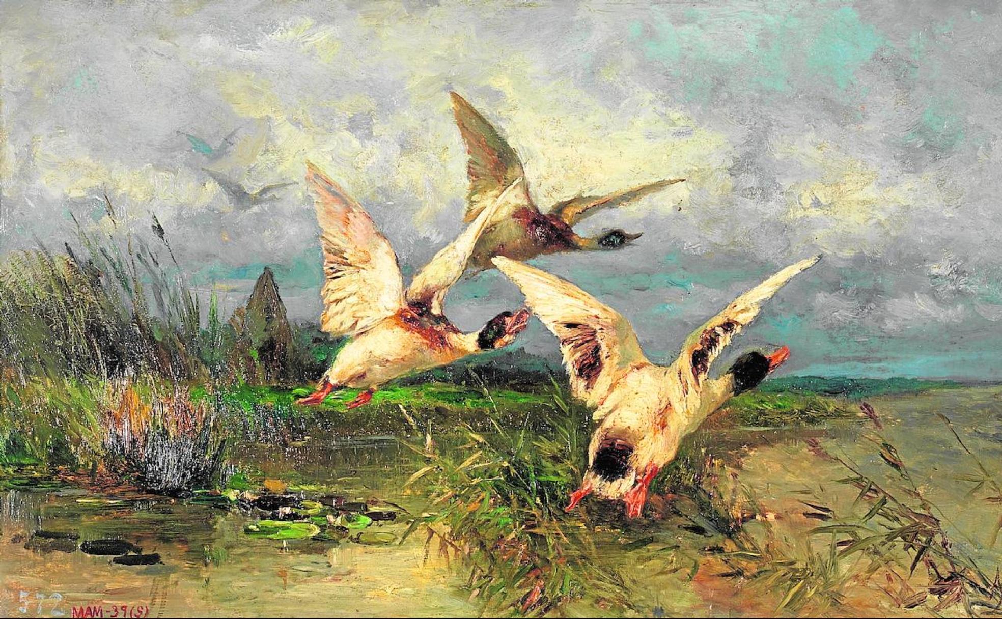 'En busca del nido' (1882). Óleo sobre lienzo adquirido al autor en 1882; Museo de Arte Moderno, 1896-1971; Museo del Prado, 1971. No expuesto.