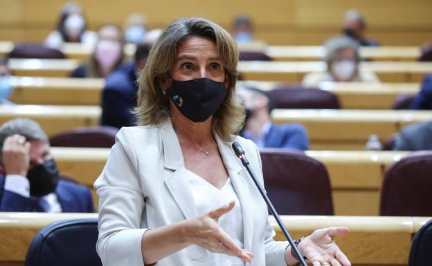 La ministra para la Transición Ecológica y el Reto Demográfico, Teresa Ribera, este martes en el Senado.