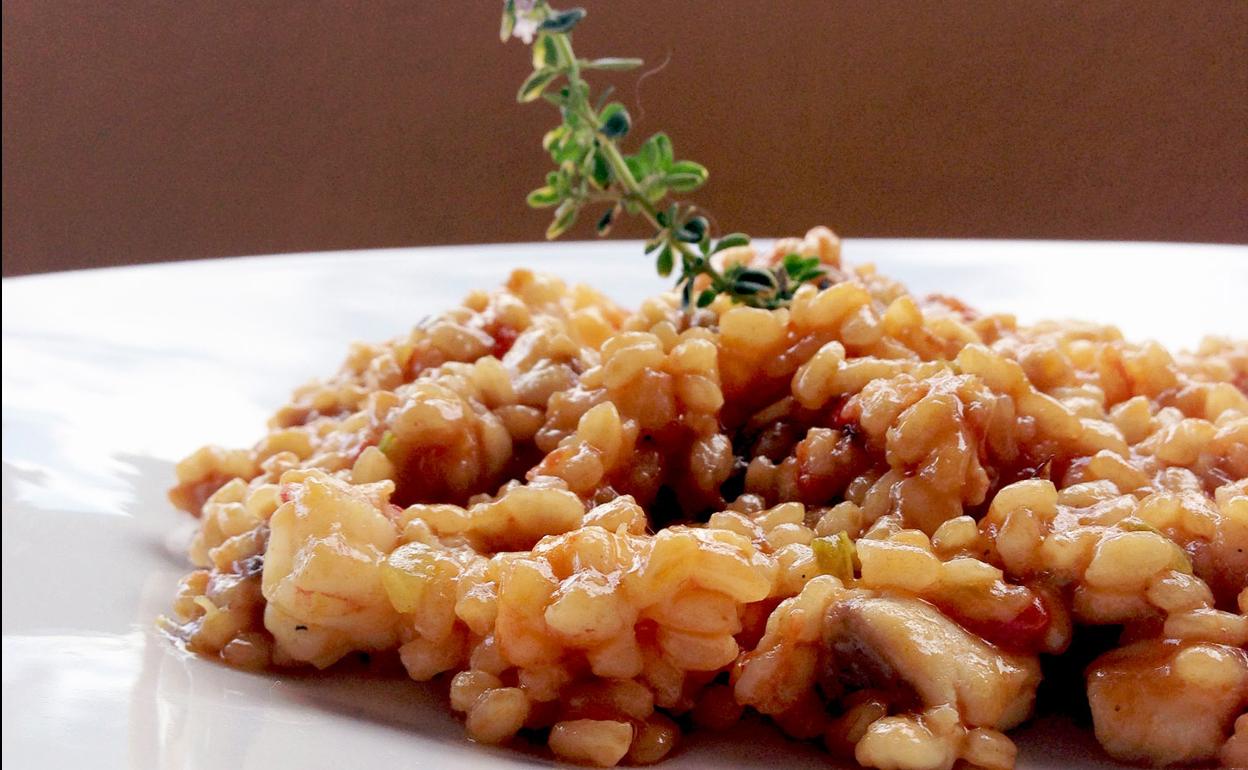 Arroz meloso al Martini rojo