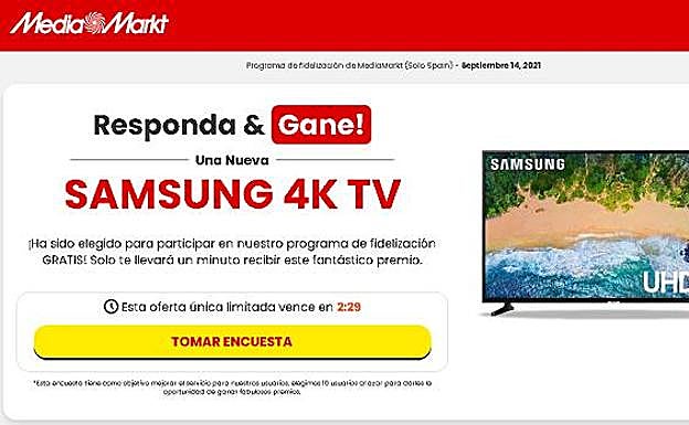 Captura de uno de los mensajes que les están llegando a los usuarios.