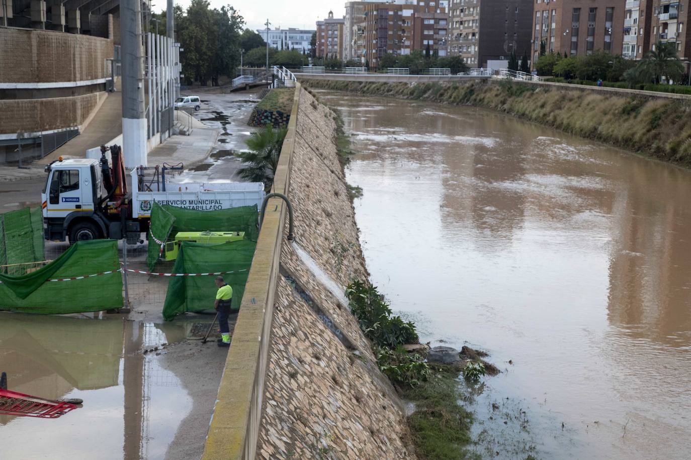 Fotos: Un fuerte aguacero derriba árboles y anega calles en Cartagena