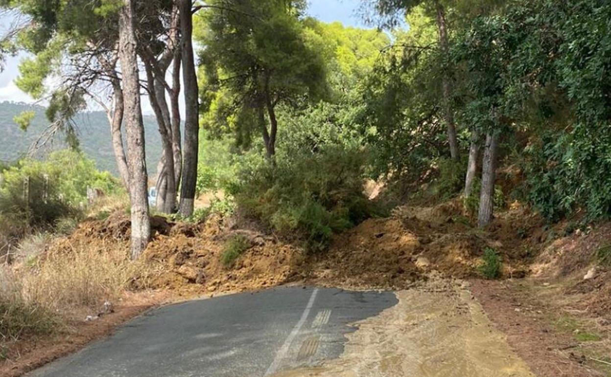 El desprendimiento ha dejado impracticable la carretera RM-515. 