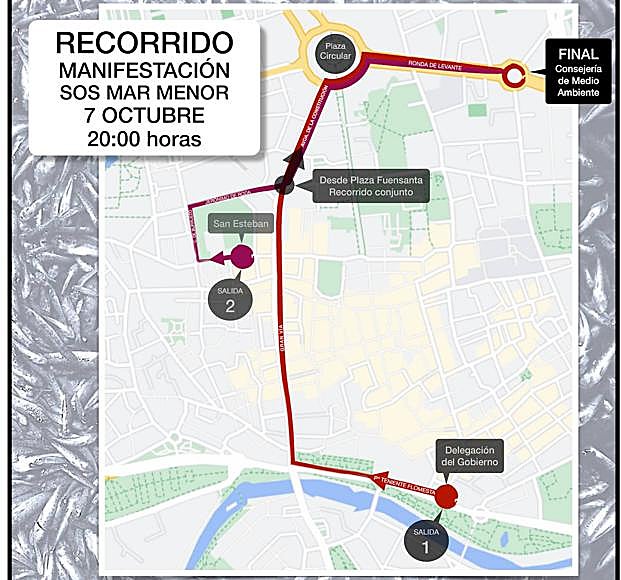 Plano de la manifestación en Murcia. 