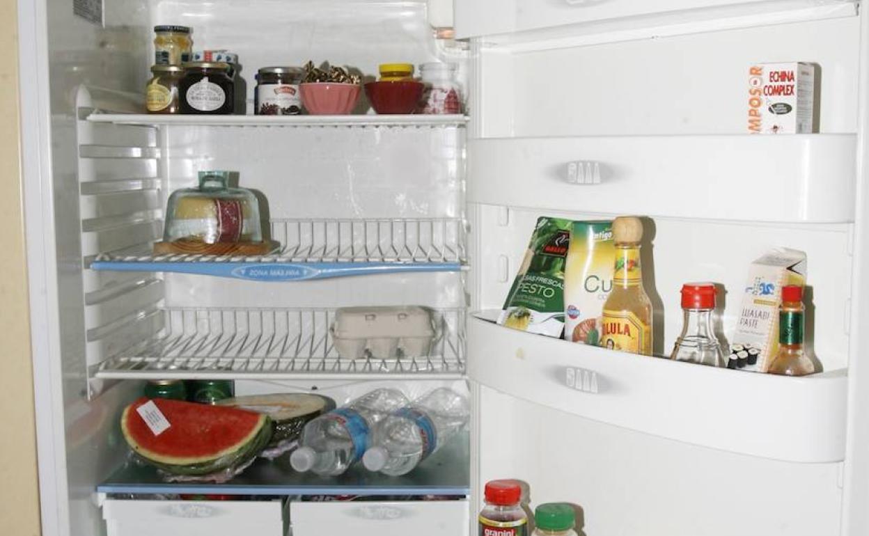 Imagen del interior de un frigorífico con varios alimentos.