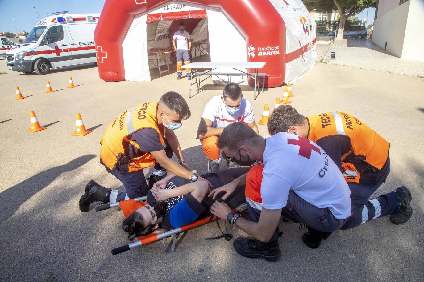 Fotos: Simulacro de un supuesto escape químico en La Ajorra