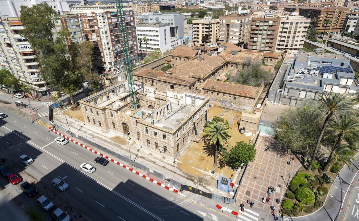 Obras de remodelación de la Cárcel Vieja de Murcia, en una fotografía de archivo.