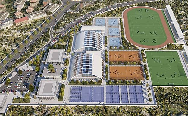Imagen de la futura ciudad deportiva de Murcia vista desde otro ángulo.