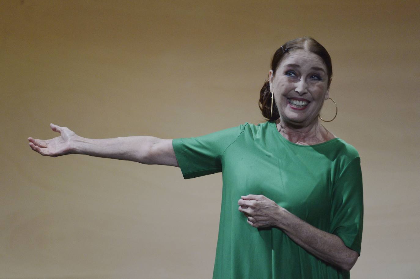 Verónica Forqué durante la representación de la obra 'La Respiración', en el festival de Teatro de San Javier. 