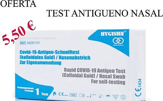 Anuncio de test de antígenos que se publicitaba en redes sociales. 