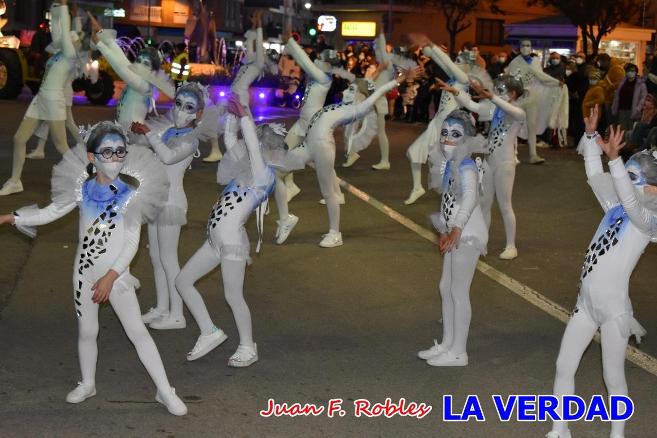 El Cortejo Real que precedía a las carrozas del Melchor, Gaspar y Baltasar, estaba compuesto por distintas carrozas, espectáculos musicales y personajes de fantasía. La Policía Local y el Cuerpo de Bomberos abrieron el recorrido, seguidos de Dafne Dance Academy, Goofy & Donald, Club Gymca VeraCruz, La Sirenita, Academia de Baile EDIG, Pinocho, Escuela de Baile de la Concejalía de Deportes, Las Mariposas, Escuela de Baile Ana, La Bella y la Bestia, la Guardia de Darth Vader y la Banda de Música La Compañía.