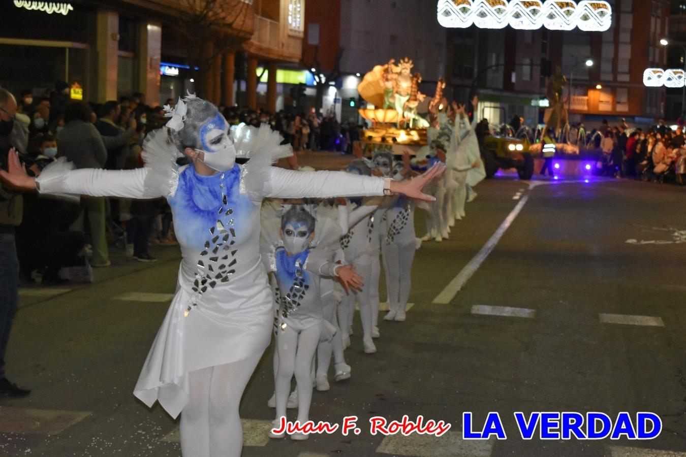 El Cortejo Real que precedía a las carrozas del Melchor, Gaspar y Baltasar, estaba compuesto por distintas carrozas, espectáculos musicales y personajes de fantasía. La Policía Local y el Cuerpo de Bomberos abrieron el recorrido, seguidos de Dafne Dance Academy, Goofy & Donald, Club Gymca VeraCruz, La Sirenita, Academia de Baile EDIG, Pinocho, Escuela de Baile de la Concejalía de Deportes, Las Mariposas, Escuela de Baile Ana, La Bella y la Bestia, la Guardia de Darth Vader y la Banda de Música La Compañía.
