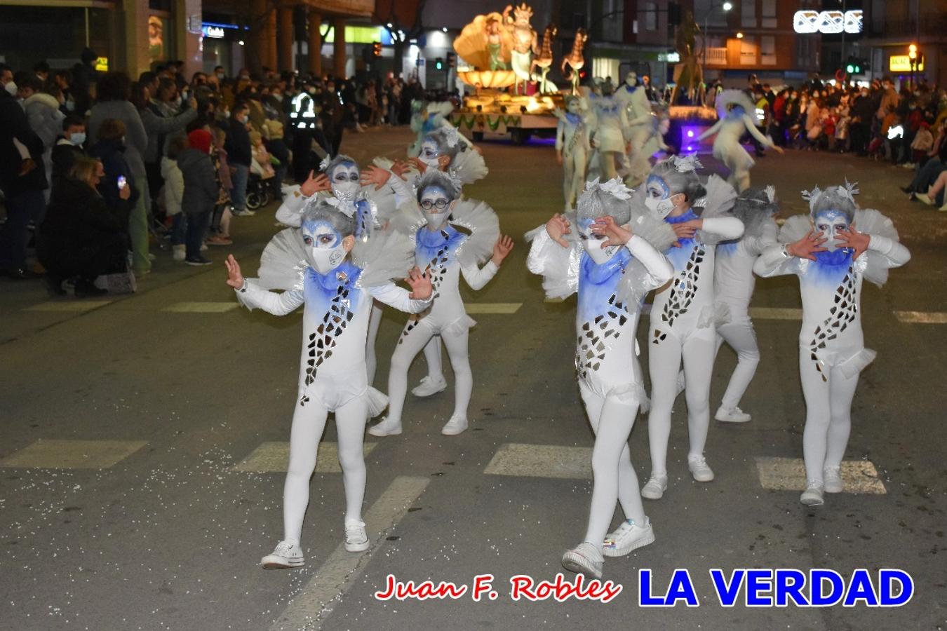 El Cortejo Real que precedía a las carrozas del Melchor, Gaspar y Baltasar, estaba compuesto por distintas carrozas, espectáculos musicales y personajes de fantasía. La Policía Local y el Cuerpo de Bomberos abrieron el recorrido, seguidos de Dafne Dance Academy, Goofy & Donald, Club Gymca VeraCruz, La Sirenita, Academia de Baile EDIG, Pinocho, Escuela de Baile de la Concejalía de Deportes, Las Mariposas, Escuela de Baile Ana, La Bella y la Bestia, la Guardia de Darth Vader y la Banda de Música La Compañía.