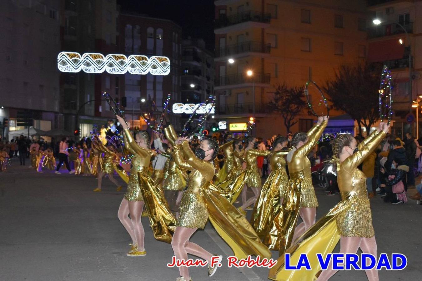 El Cortejo Real que precedía a las carrozas del Melchor, Gaspar y Baltasar, estaba compuesto por distintas carrozas, espectáculos musicales y personajes de fantasía. La Policía Local y el Cuerpo de Bomberos abrieron el recorrido, seguidos de Dafne Dance Academy, Goofy & Donald, Club Gymca VeraCruz, La Sirenita, Academia de Baile EDIG, Pinocho, Escuela de Baile de la Concejalía de Deportes, Las Mariposas, Escuela de Baile Ana, La Bella y la Bestia, la Guardia de Darth Vader y la Banda de Música La Compañía.