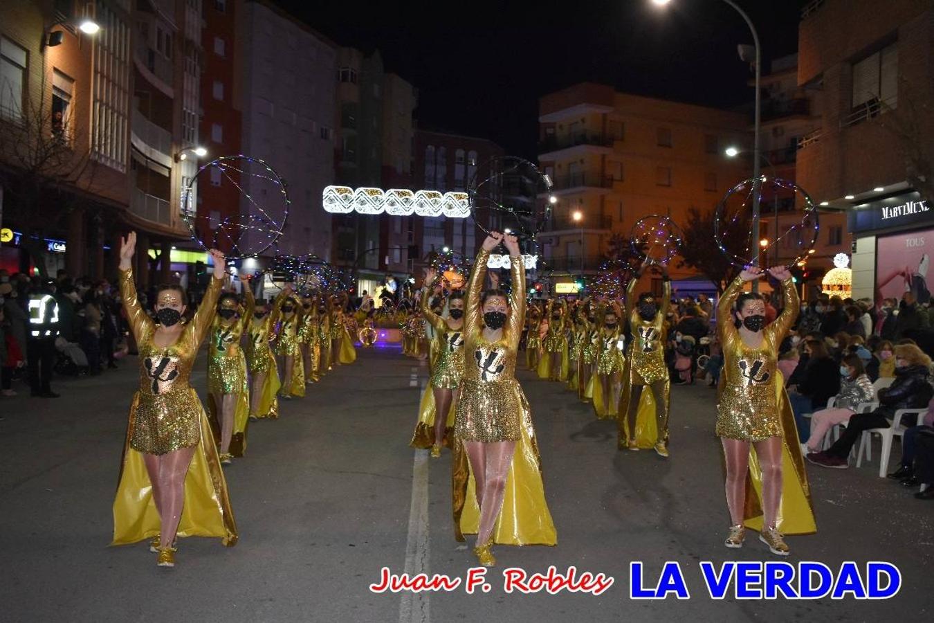 El Cortejo Real que precedía a las carrozas del Melchor, Gaspar y Baltasar, estaba compuesto por distintas carrozas, espectáculos musicales y personajes de fantasía. La Policía Local y el Cuerpo de Bomberos abrieron el recorrido, seguidos de Dafne Dance Academy, Goofy & Donald, Club Gymca VeraCruz, La Sirenita, Academia de Baile EDIG, Pinocho, Escuela de Baile de la Concejalía de Deportes, Las Mariposas, Escuela de Baile Ana, La Bella y la Bestia, la Guardia de Darth Vader y la Banda de Música La Compañía.