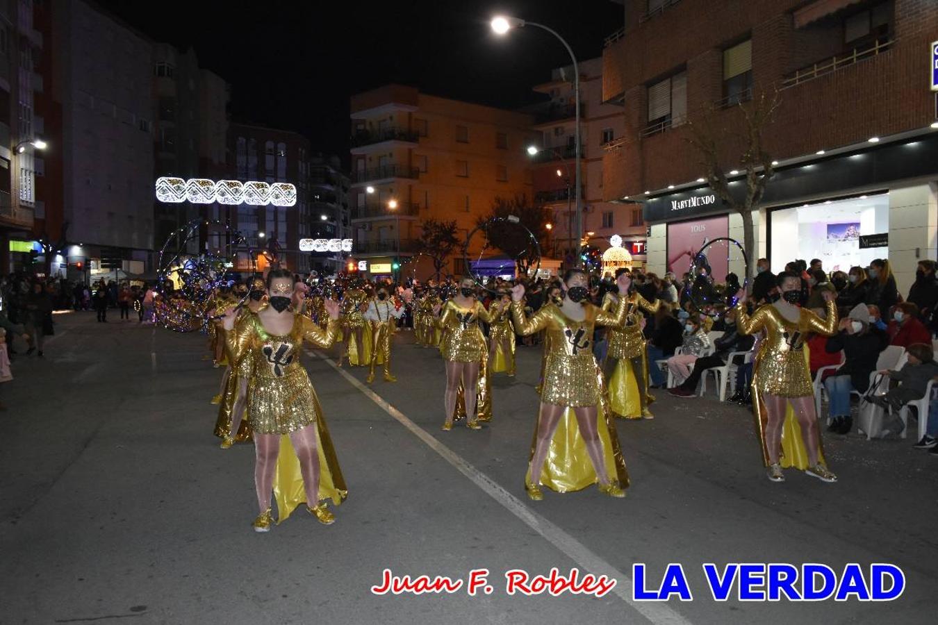 El Cortejo Real que precedía a las carrozas del Melchor, Gaspar y Baltasar, estaba compuesto por distintas carrozas, espectáculos musicales y personajes de fantasía. La Policía Local y el Cuerpo de Bomberos abrieron el recorrido, seguidos de Dafne Dance Academy, Goofy & Donald, Club Gymca VeraCruz, La Sirenita, Academia de Baile EDIG, Pinocho, Escuela de Baile de la Concejalía de Deportes, Las Mariposas, Escuela de Baile Ana, La Bella y la Bestia, la Guardia de Darth Vader y la Banda de Música La Compañía.