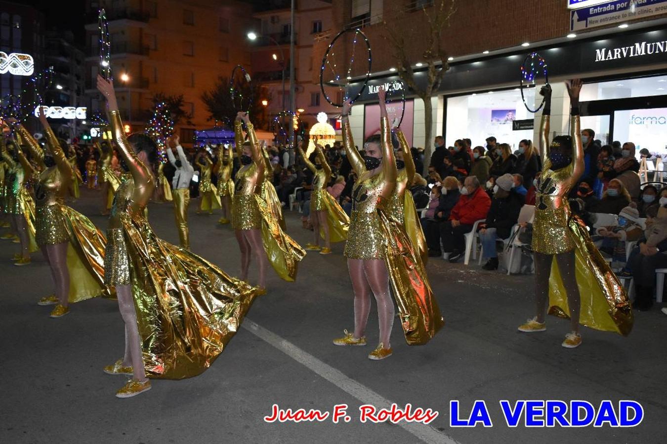 El Cortejo Real que precedía a las carrozas del Melchor, Gaspar y Baltasar, estaba compuesto por distintas carrozas, espectáculos musicales y personajes de fantasía. La Policía Local y el Cuerpo de Bomberos abrieron el recorrido, seguidos de Dafne Dance Academy, Goofy & Donald, Club Gymca VeraCruz, La Sirenita, Academia de Baile EDIG, Pinocho, Escuela de Baile de la Concejalía de Deportes, Las Mariposas, Escuela de Baile Ana, La Bella y la Bestia, la Guardia de Darth Vader y la Banda de Música La Compañía.
