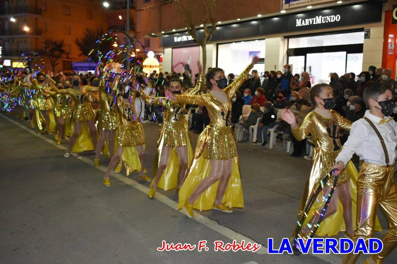 El Cortejo Real que precedía a las carrozas del Melchor, Gaspar y Baltasar, estaba compuesto por distintas carrozas, espectáculos musicales y personajes de fantasía. La Policía Local y el Cuerpo de Bomberos abrieron el recorrido, seguidos de Dafne Dance Academy, Goofy & Donald, Club Gymca VeraCruz, La Sirenita, Academia de Baile EDIG, Pinocho, Escuela de Baile de la Concejalía de Deportes, Las Mariposas, Escuela de Baile Ana, La Bella y la Bestia, la Guardia de Darth Vader y la Banda de Música La Compañía.