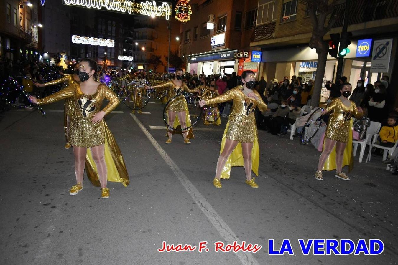 El Cortejo Real que precedía a las carrozas del Melchor, Gaspar y Baltasar, estaba compuesto por distintas carrozas, espectáculos musicales y personajes de fantasía. La Policía Local y el Cuerpo de Bomberos abrieron el recorrido, seguidos de Dafne Dance Academy, Goofy & Donald, Club Gymca VeraCruz, La Sirenita, Academia de Baile EDIG, Pinocho, Escuela de Baile de la Concejalía de Deportes, Las Mariposas, Escuela de Baile Ana, La Bella y la Bestia, la Guardia de Darth Vader y la Banda de Música La Compañía.