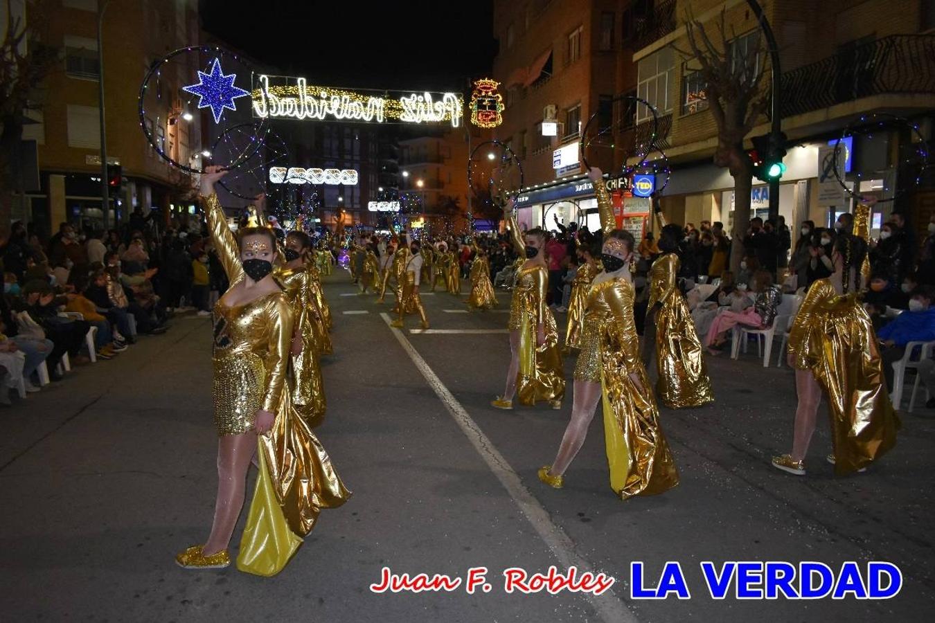 El Cortejo Real que precedía a las carrozas del Melchor, Gaspar y Baltasar, estaba compuesto por distintas carrozas, espectáculos musicales y personajes de fantasía. La Policía Local y el Cuerpo de Bomberos abrieron el recorrido, seguidos de Dafne Dance Academy, Goofy & Donald, Club Gymca VeraCruz, La Sirenita, Academia de Baile EDIG, Pinocho, Escuela de Baile de la Concejalía de Deportes, Las Mariposas, Escuela de Baile Ana, La Bella y la Bestia, la Guardia de Darth Vader y la Banda de Música La Compañía.