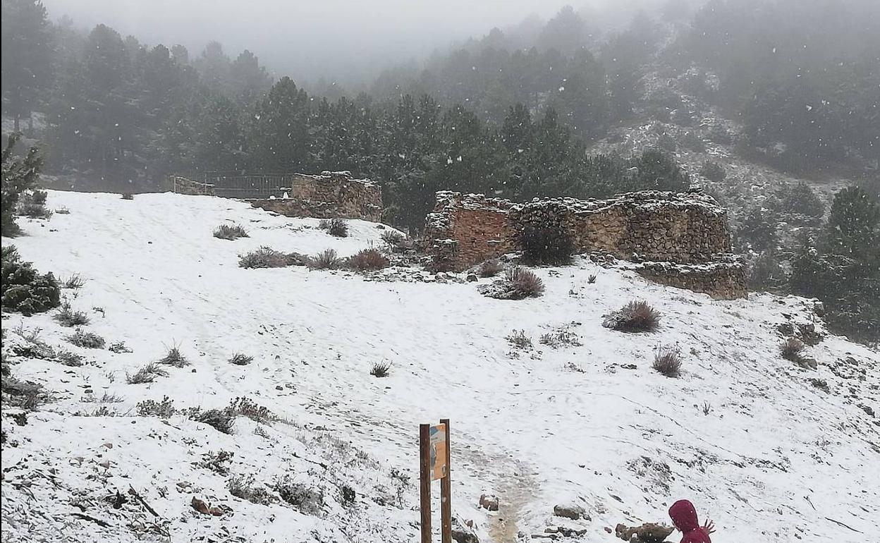 Estampa nevada, este domingo, en Sierra Espuña.