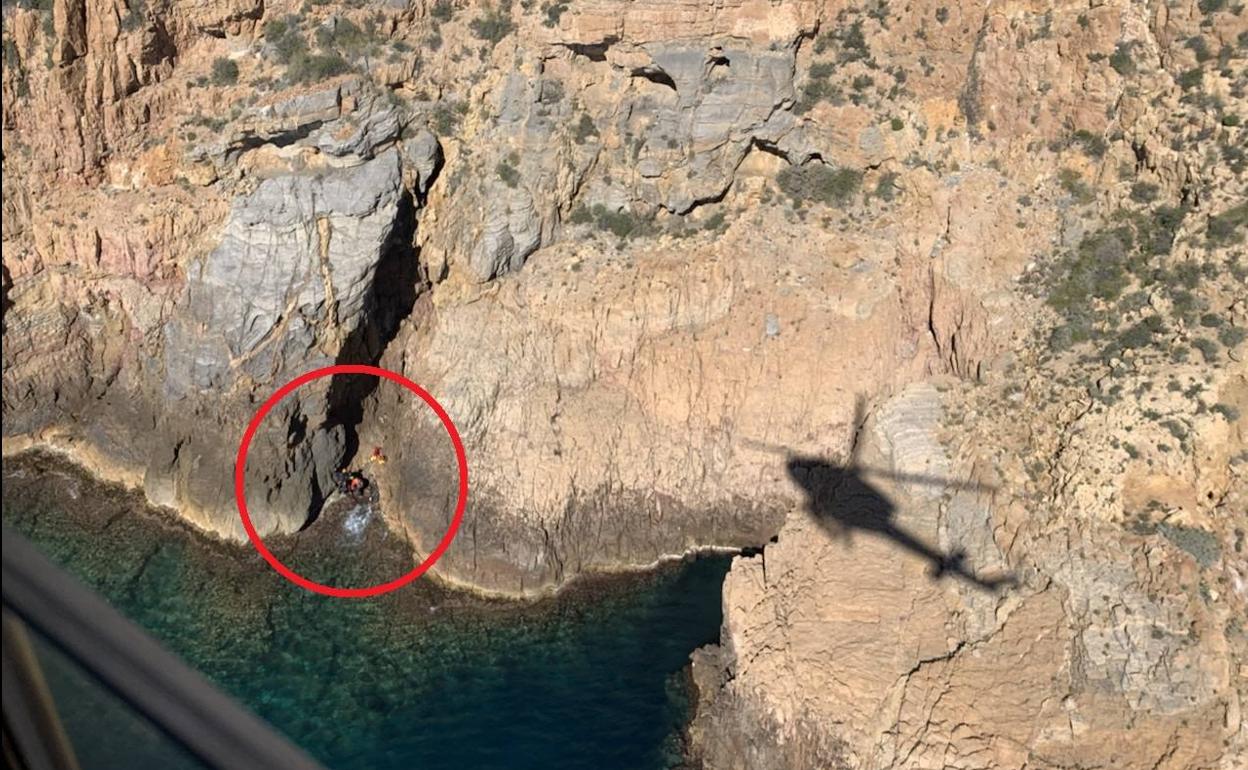 Rescate del escalador en Cabo Tiñoso. 
