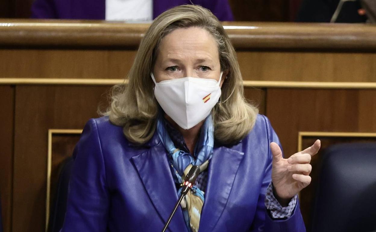 Nadia Calviño, este miércoles, en el Congreso de los Diputados.