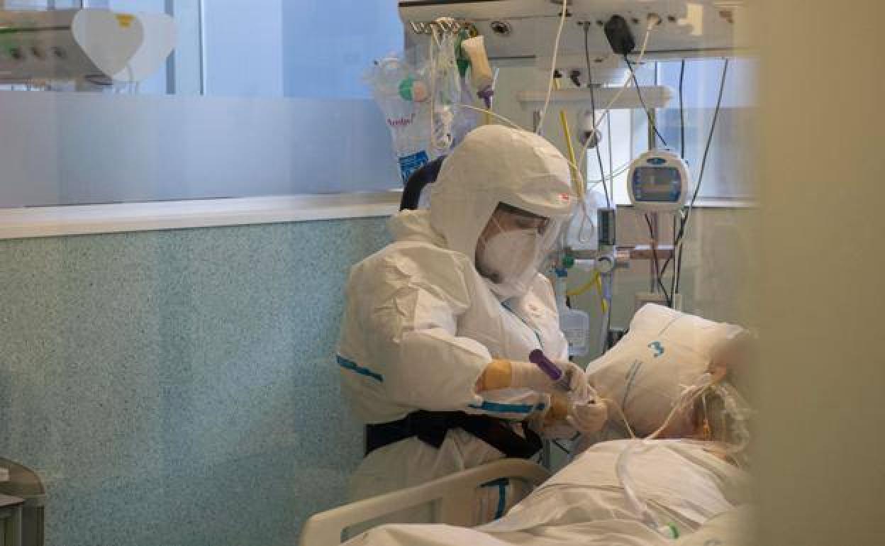 Una sanitaria atiende un paciente con coronavirus, en una imagen de archivo.