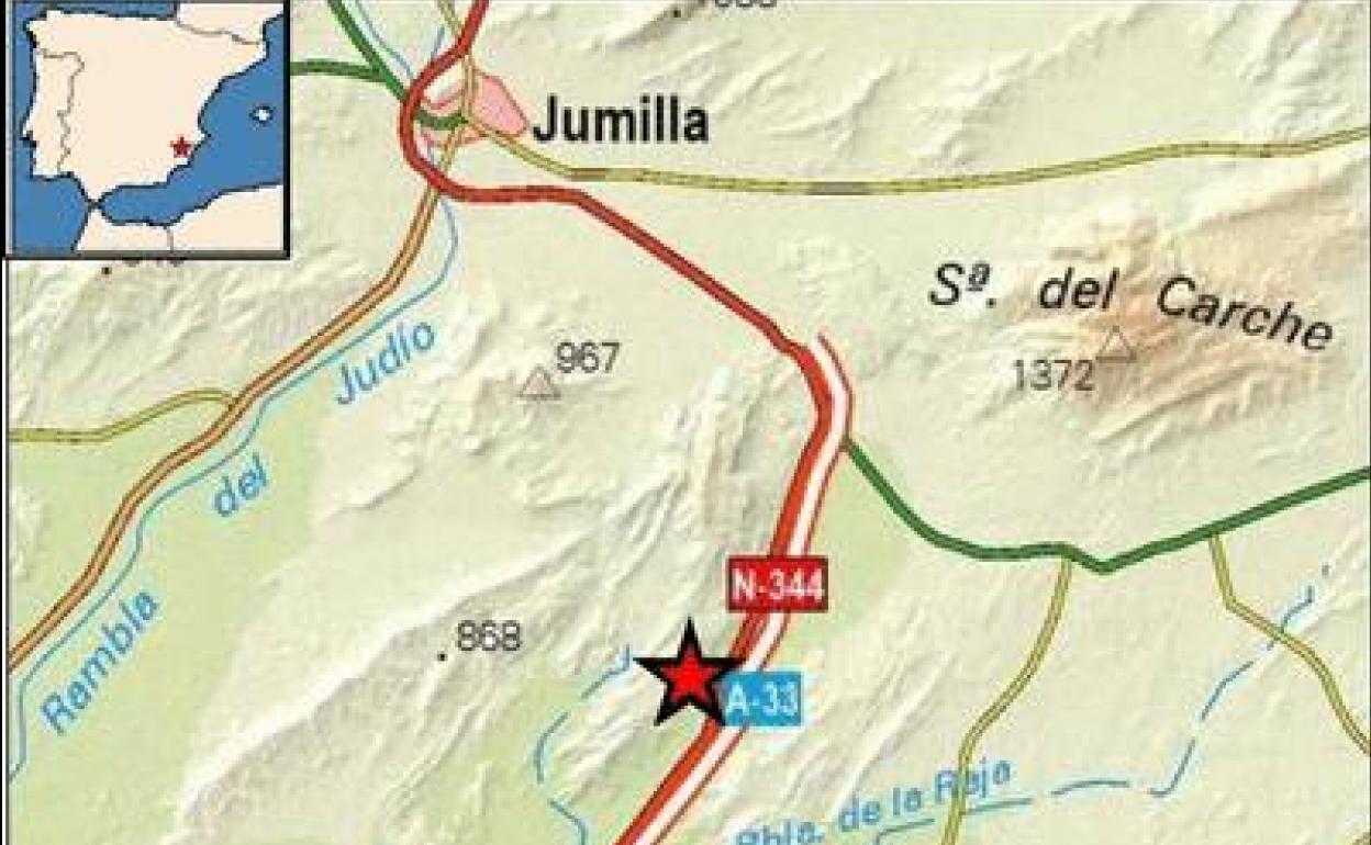 Epicentro del terremoto, marcado en un mapa. / 