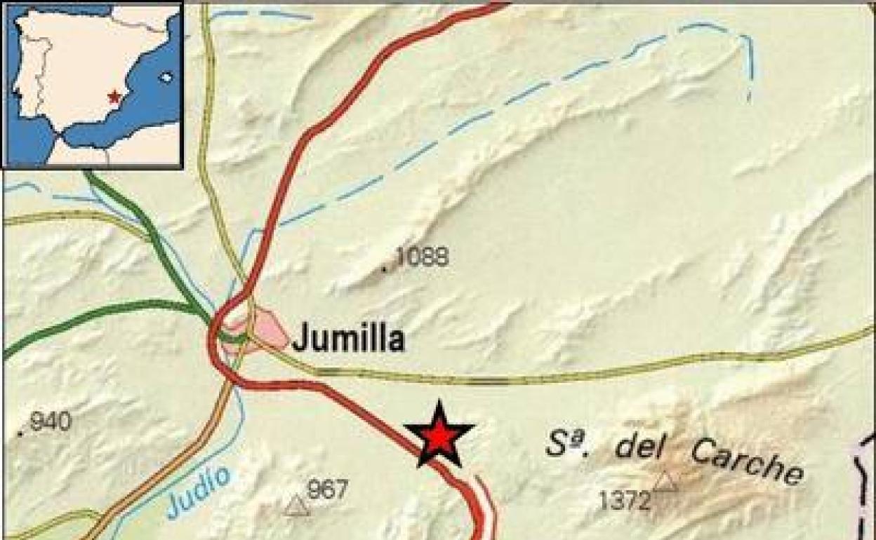 Epicentro del terremoto, marcado en un mapa. / 
