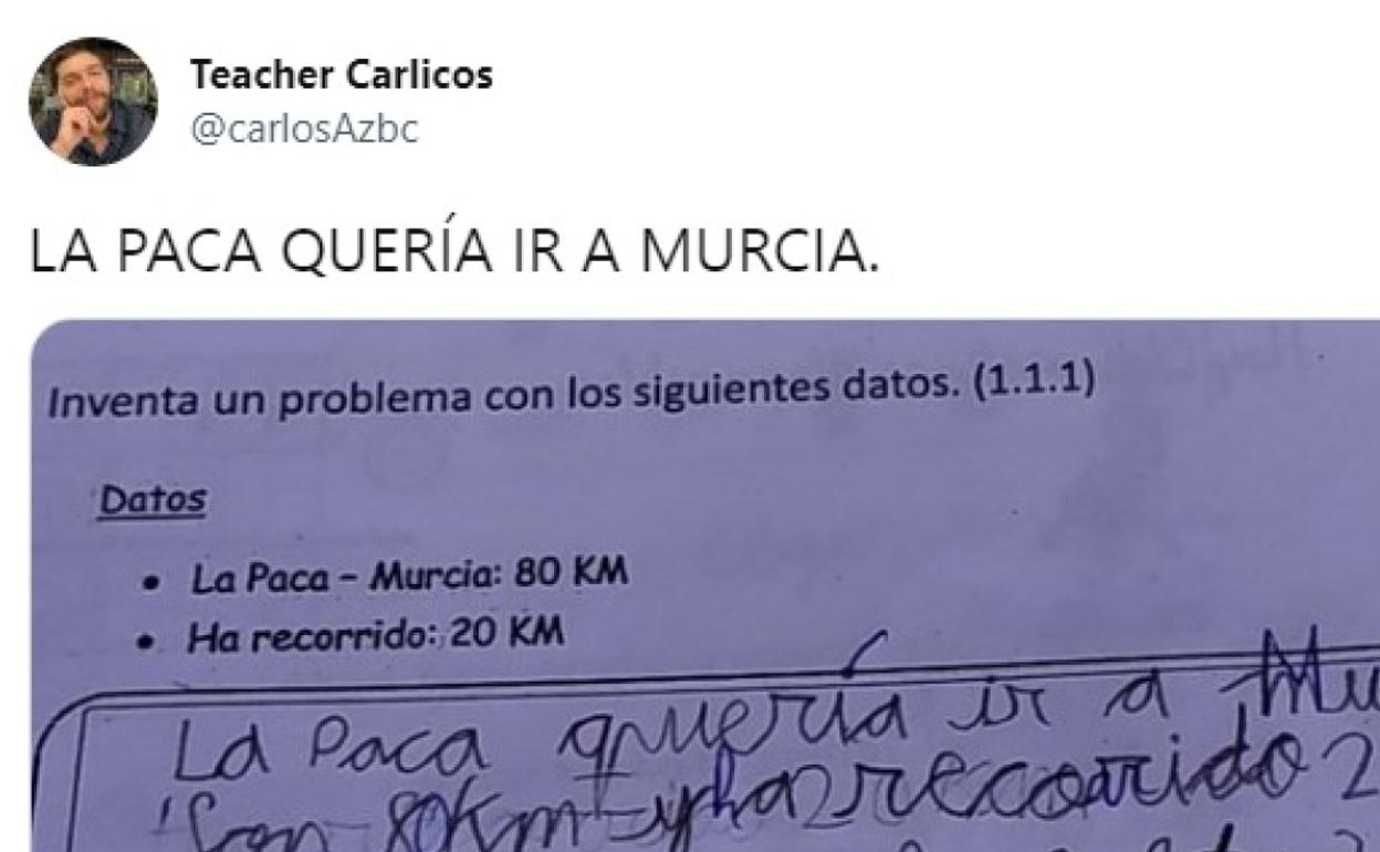 El ejercicio de examen de un profesor de Murcia que se ha hecho viral en redes sociales