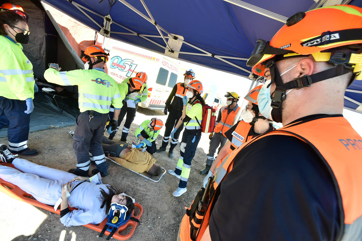 Fotos: Simulacro de accidente aéreo en Corvera para coordinar los servicios implicados en la emergencia