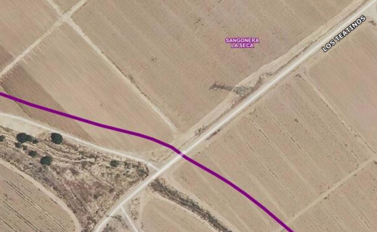 El cruce en el que se produjo este domingo un accidente de tráfico, en Sangonera la Seca.