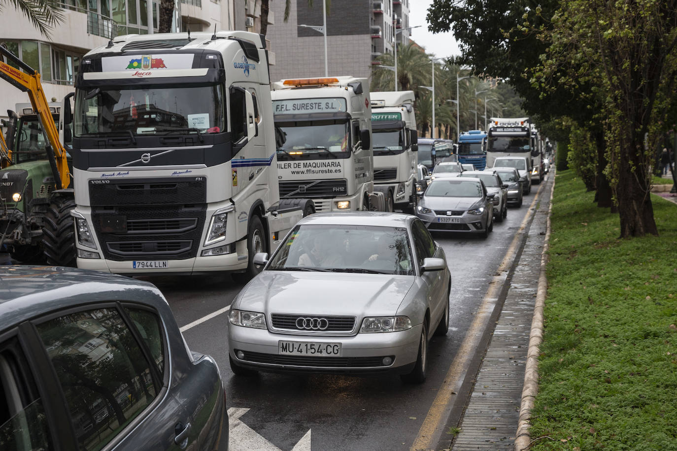 Fotos: Centenares de camioneros colapsan las calles de Cartagena, en imágenes
