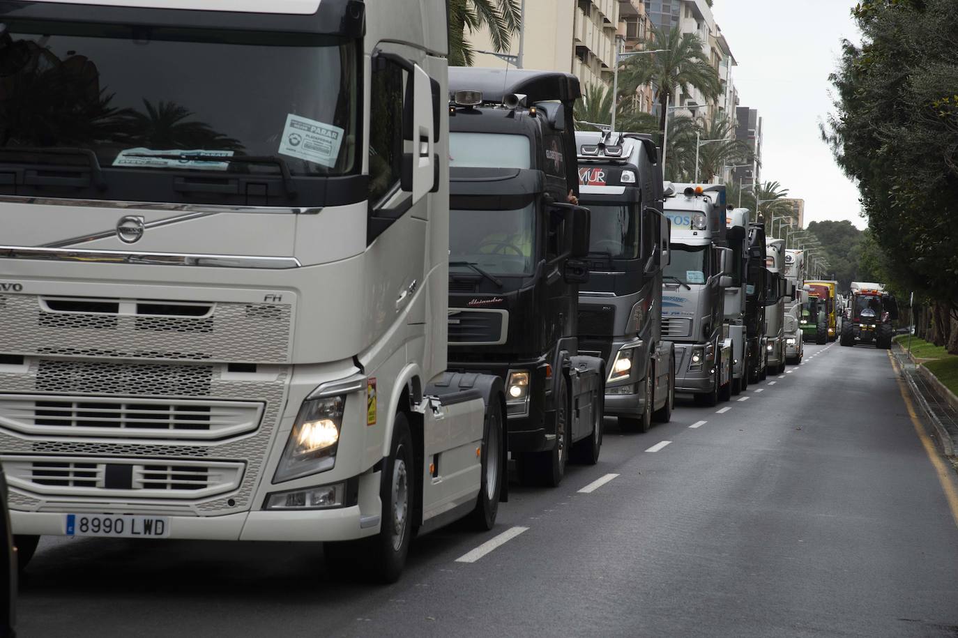 Fotos: Centenares de camioneros colapsan las calles de Cartagena, en imágenes