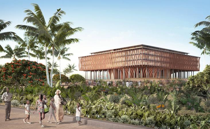 Asamblea Nacional de Benín en Porto Novo. La llamada 'Casa del Parlamento' está inspirada en 'el árbol de la palabra'. Ocupa 35.000 metros cuadrados. Está en construcción, y el murciano Jaime Herráiz es el director de obra. 