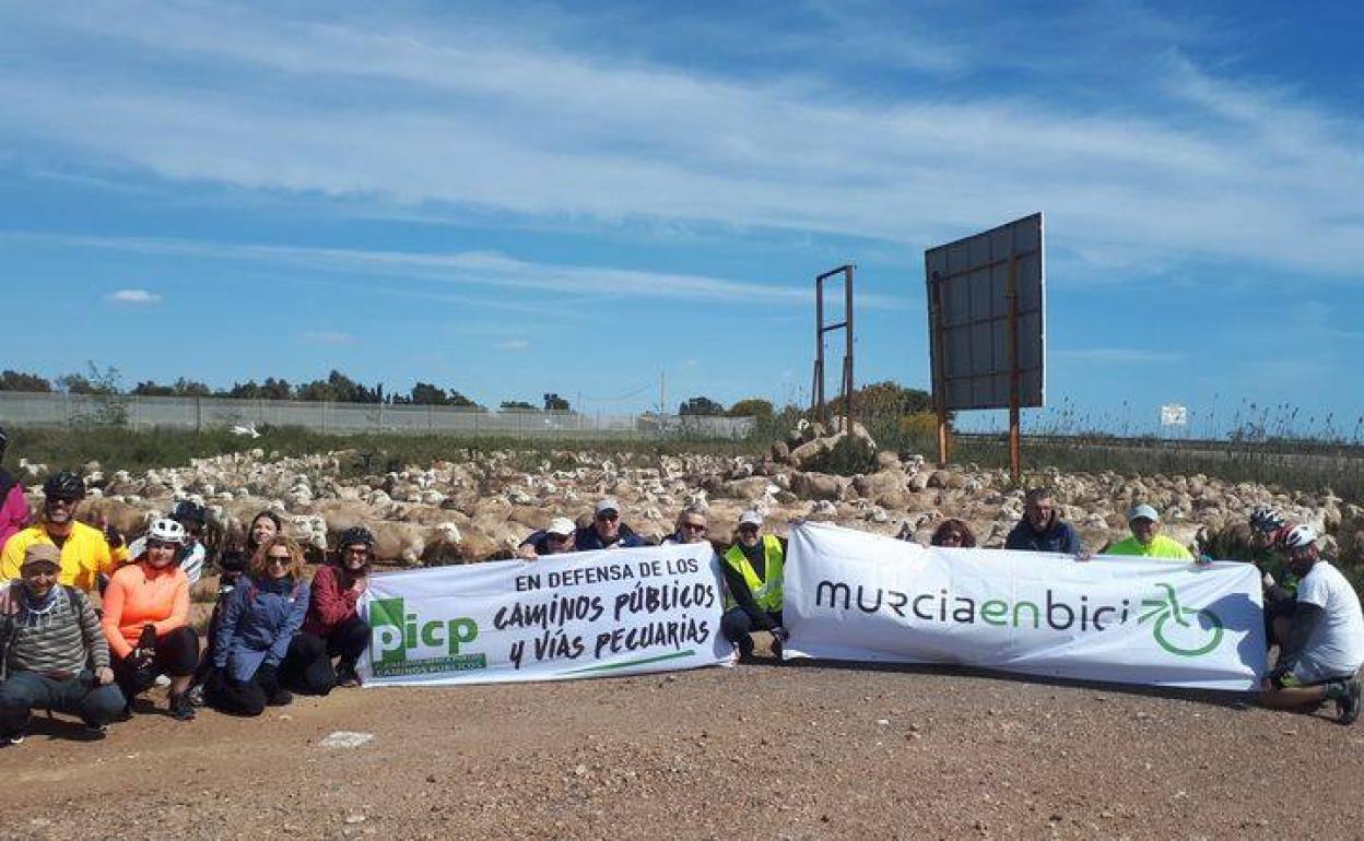 Casi un centenar de personas marchan en defensa de las vías pecuarias de la Región
