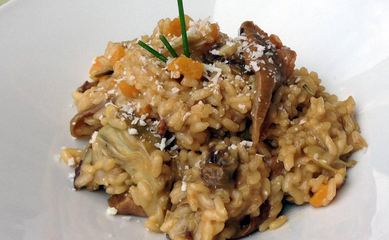 Risotto con boletus y calabaza